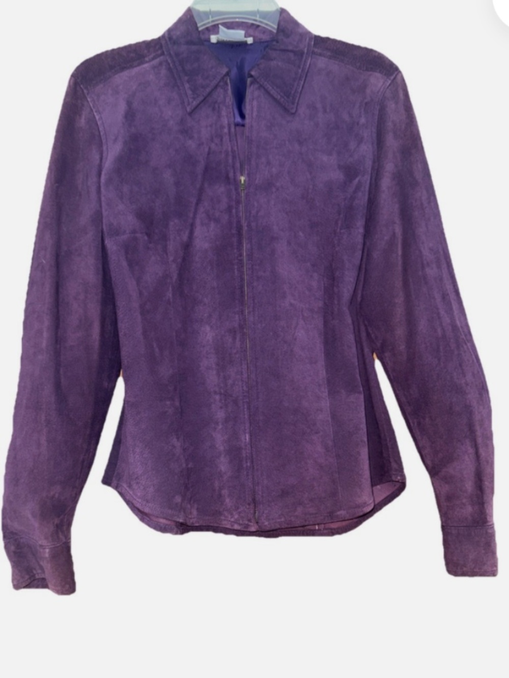 Vintage Jones New York Genuine Suede Leather Purple Jacket Womens Small Zip Up